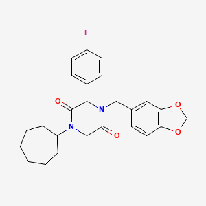 molecular formula C25H27FN2O4 B11208751 4-(1,3-Benzodioxol-5-ylmethyl)-1-cycloheptyl-3-(4-fluorophenyl)-2,5-piperazinedione CAS No. 1035092-08-0