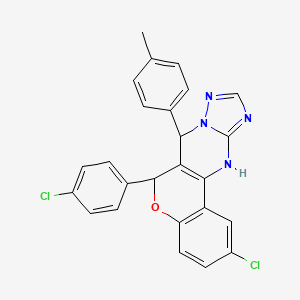 molecular formula C25H18Cl2N4O B11208795 2-chloro-6-(4-chlorophenyl)-7-(4-methylphenyl)-7,12-dihydro-6H-chromeno[4,3-d][1,2,4]triazolo[1,5-a]pyrimidine 