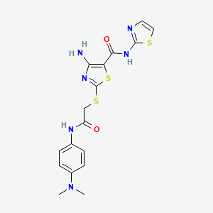 molecular formula C17H18N6O2S3 B11208804 2-[4-amino-5-(N-(1,3-thiazol-2-yl)carbamoyl)(1,3-thiazol-2-ylthio)]-N-[4-(dime thylamino)phenyl]acetamide 