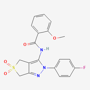 molecular formula C19H16FN3O4S B11208814 N-(2-(4-fluorophenyl)-5,5-dioxido-4,6-dihydro-2H-thieno[3,4-c]pyrazol-3-yl)-2-methoxybenzamide 