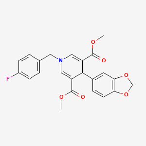 molecular formula C23H20FNO6 B11208827 Dimethyl 4-(1,3-benzodioxol-5-yl)-1-(4-fluorobenzyl)-1,4-dihydropyridine-3,5-dicarboxylate 