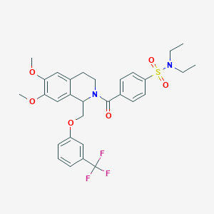 molecular formula C30H33F3N2O6S B11208849 4-(6,7-dimethoxy-1-((3-(trifluoromethyl)phenoxy)methyl)-1,2,3,4-tetrahydroisoquinoline-2-carbonyl)-N,N-diethylbenzenesulfonamide 