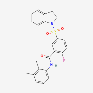 molecular formula C23H21FN2O3S B11208861 5-(2,3-Dihydro-1H-indole-1-sulfonyl)-N-(2,3-dimethylphenyl)-2-fluorobenzamide CAS No. 6797-72-4