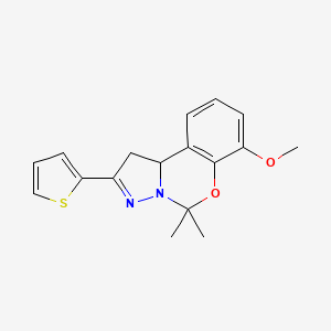 molecular formula C17H18N2O2S B11208892 7-Methoxy-5,5-dimethyl-2-(thiophen-2-yl)-1,10b-dihydropyrazolo[1,5-c][1,3]benzoxazine 