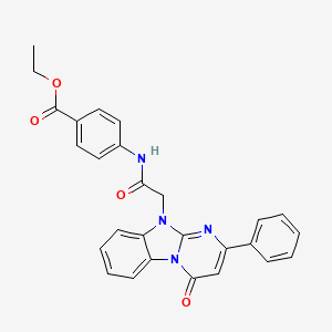 molecular formula C27H22N4O4 B11208906 ethyl 4-{[(4-oxo-2-phenylpyrimido[1,2-a]benzimidazol-10(4H)-yl)acetyl]amino}benzoate 