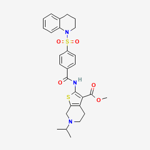 molecular formula C28H31N3O5S2 B11208914 methyl 2-(4-((3,4-dihydroquinolin-1(2H)-yl)sulfonyl)benzamido)-6-isopropyl-4,5,6,7-tetrahydrothieno[2,3-c]pyridine-3-carboxylate 