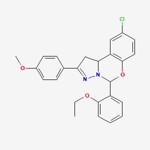 molecular formula C25H23ClN2O3 B11208939 9-Chloro-5-(2-ethoxyphenyl)-2-(4-methoxyphenyl)-1,10b-dihydropyrazolo[1,5-c][1,3]benzoxazine 