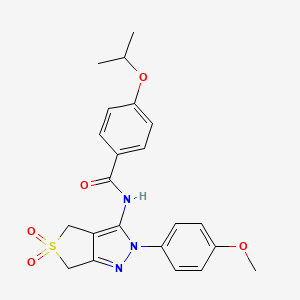 molecular formula C22H23N3O5S B11208954 4-isopropoxy-N-(2-(4-methoxyphenyl)-5,5-dioxido-4,6-dihydro-2H-thieno[3,4-c]pyrazol-3-yl)benzamide 