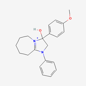 molecular formula C21H25N2O2+ B11209042 3-hydroxy-3-(4-methoxyphenyl)-1-phenyl-2,5,6,7,8,9-hexahydro-3H-imidazo[1,2-a]azepin-1-ium 