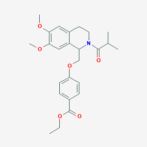 molecular formula C25H31NO6 B11209060 Ethyl 4-((2-isobutyryl-6,7-dimethoxy-1,2,3,4-tetrahydroisoquinolin-1-yl)methoxy)benzoate 