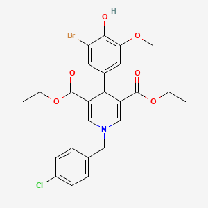 molecular formula C25H25BrClNO6 B11209069 Diethyl 4-(3-bromo-4-hydroxy-5-methoxyphenyl)-1-(4-chlorobenzyl)-1,4-dihydropyridine-3,5-dicarboxylate 