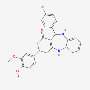 molecular formula C27H25BrN2O3 B11209085 11-(4-bromophenyl)-3-(3,4-dimethoxyphenyl)-2,3,4,5,10,11-hexahydro-1H-dibenzo[b,e][1,4]diazepin-1-one 