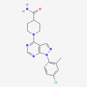 molecular formula C18H19ClN6O B11209094 1-[1-(4-chloro-2-methylphenyl)-1H-pyrazolo[3,4-d]pyrimidin-4-yl]piperidine-4-carboxamide 