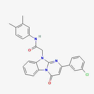 molecular formula C26H21ClN4O2 B11209100 2-[2-(3-chlorophenyl)-4-oxopyrimido[1,2-a]benzimidazol-10(4H)-yl]-N-(3,4-dimethylphenyl)acetamide 