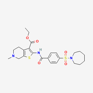 molecular formula C24H31N3O5S2 B11209107 Ethyl 2-(4-(azepan-1-ylsulfonyl)benzamido)-6-methyl-4,5,6,7-tetrahydrothieno[2,3-c]pyridine-3-carboxylate 