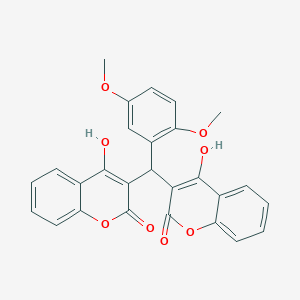 molecular formula C27H20O8 B11209140 3-[(2,5-dimethoxyphenyl)(4-hydroxy-2-oxo-2H-chromen-3-yl)methyl]-4-hydroxy-2H-chromen-2-one 