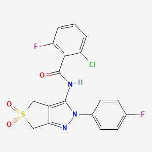 molecular formula C18H12ClF2N3O3S B11209160 2-chloro-6-fluoro-N-(2-(4-fluorophenyl)-5,5-dioxido-4,6-dihydro-2H-thieno[3,4-c]pyrazol-3-yl)benzamide 