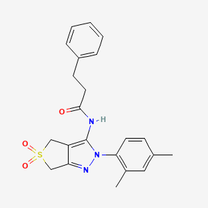 molecular formula C22H23N3O3S B11209199 N-(2-(2,4-dimethylphenyl)-5,5-dioxido-4,6-dihydro-2H-thieno[3,4-c]pyrazol-3-yl)-3-phenylpropanamide 