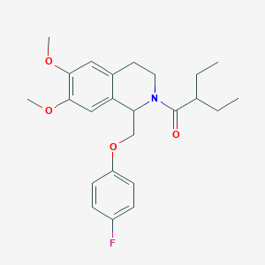 molecular formula C24H30FNO4 B11209280 2-ethyl-1-(1-((4-fluorophenoxy)methyl)-6,7-dimethoxy-3,4-dihydroisoquinolin-2(1H)-yl)butan-1-one 