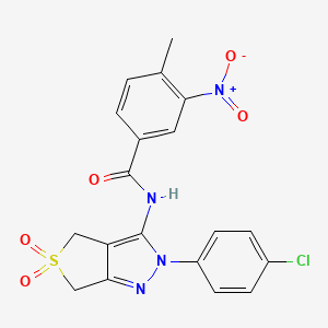 molecular formula C19H15ClN4O5S B11209302 N-(2-(4-chlorophenyl)-5,5-dioxido-4,6-dihydro-2H-thieno[3,4-c]pyrazol-3-yl)-4-methyl-3-nitrobenzamide 