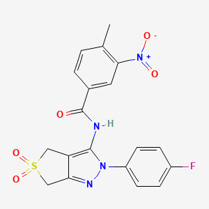 molecular formula C19H15FN4O5S B11209308 N-(2-(4-fluorophenyl)-5,5-dioxido-4,6-dihydro-2H-thieno[3,4-c]pyrazol-3-yl)-4-methyl-3-nitrobenzamide 