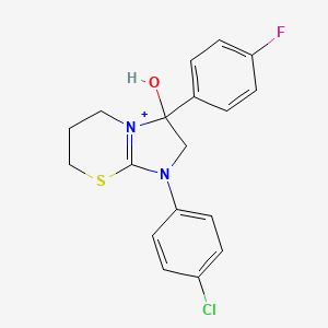 1-(4-chlorophenyl)-3-(4-fluorophenyl)-3-hydroxy-2,3,6,7-tetrahydro-5H-imidazo[2,1-b][1,3]thiazin-1-ium