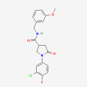 molecular formula C19H18ClFN2O3 B11209321 1-(3-chloro-4-fluorophenyl)-N-(3-methoxybenzyl)-5-oxopyrrolidine-3-carboxamide 