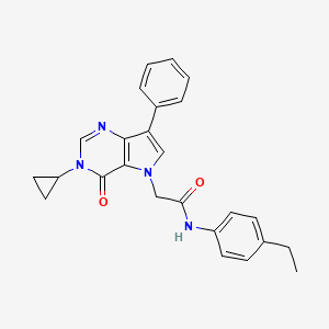 molecular formula C25H24N4O2 B11209346 2-(3-cyclopropyl-4-oxo-7-phenyl-3,4-dihydro-5H-pyrrolo[3,2-d]pyrimidin-5-yl)-N-(4-ethylphenyl)acetamide 