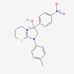 molecular formula C19H20N3O3S+ B11209356 3-hydroxy-1-(4-methylphenyl)-3-(4-nitrophenyl)-2,3,6,7-tetrahydro-5H-imidazo[2,1-b][1,3]thiazin-1-ium 