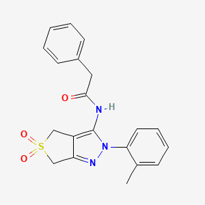 molecular formula C20H19N3O3S B11209371 N-(5,5-dioxido-2-(o-tolyl)-4,6-dihydro-2H-thieno[3,4-c]pyrazol-3-yl)-2-phenylacetamide 