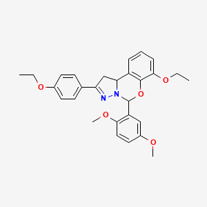 molecular formula C28H30N2O5 B11209398 5-(2,5-Dimethoxyphenyl)-7-ethoxy-2-(4-ethoxyphenyl)-1,10b-dihydropyrazolo[1,5-c][1,3]benzoxazine 