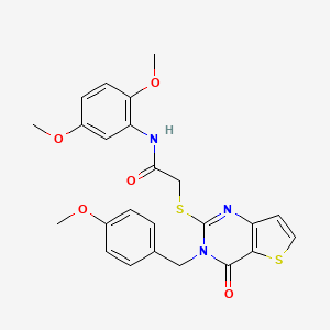 molecular formula C24H23N3O5S2 B11209416 N-(2,5-dimethoxyphenyl)-2-{[3-(4-methoxybenzyl)-4-oxo-3,4-dihydrothieno[3,2-d]pyrimidin-2-yl]sulfanyl}acetamide 