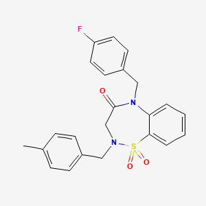 molecular formula C23H21FN2O3S B11209470 5-(4-fluorobenzyl)-2-(4-methylbenzyl)-2,3-dihydro-1,2,5-benzothiadiazepin-4(5H)-one 1,1-dioxide 