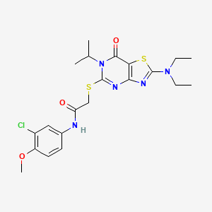 molecular formula C21H26ClN5O3S2 B11209471 N-(3-chloro-4-methoxyphenyl)-2-{[2-(diethylamino)-7-oxo-6-(propan-2-yl)-6,7-dihydro[1,3]thiazolo[4,5-d]pyrimidin-5-yl]sulfanyl}acetamide 