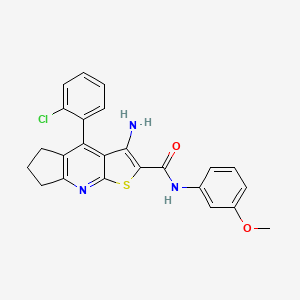 molecular formula C24H20ClN3O2S B11209481 3-amino-4-(2-chlorophenyl)-N-(3-methoxyphenyl)-6,7-dihydro-5H-cyclopenta[b]thieno[3,2-e]pyridine-2-carboxamide 