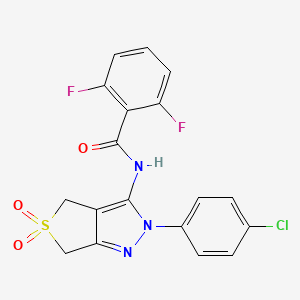 molecular formula C18H12ClF2N3O3S B11209493 N-(2-(4-chlorophenyl)-5,5-dioxido-4,6-dihydro-2H-thieno[3,4-c]pyrazol-3-yl)-2,6-difluorobenzamide 