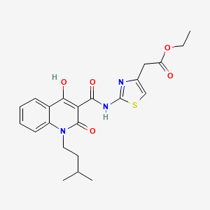 Ethyl 2-[2-[[2-hydroxy-1-(3-methylbutyl)-4-oxoquinoline-3-carbonyl]amino]-1,3-thiazol-4-yl]acetate