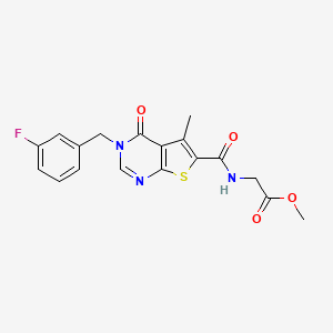 molecular formula C18H16FN3O4S B11209513 methyl N-{[3-(3-fluorobenzyl)-5-methyl-4-oxo-3,4-dihydrothieno[2,3-d]pyrimidin-6-yl]carbonyl}glycinate 