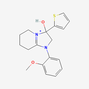 3-Hydroxy-1-(2-methoxyphenyl)-3-(2-thienyl)-2,3,5,6,7,8-hexahydroimidazo[1,2-A]pyridin-1-ium