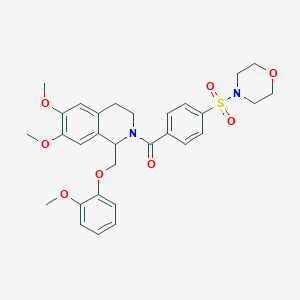 molecular formula C30H34N2O8S B11209549 (6,7-dimethoxy-1-((2-methoxyphenoxy)methyl)-3,4-dihydroisoquinolin-2(1H)-yl)(4-(morpholinosulfonyl)phenyl)methanone 