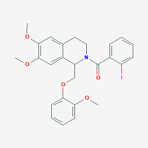 (6,7-dimethoxy-1-((2-methoxyphenoxy)methyl)-3,4-dihydroisoquinolin-2(1H)-yl)(2-iodophenyl)methanone