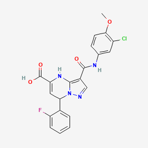 molecular formula C21H16ClFN4O4 B11209595 3-[(3-Chloro-4-methoxyphenyl)carbamoyl]-7-(2-fluorophenyl)-4,7-dihydropyrazolo[1,5-a]pyrimidine-5-carboxylic acid 