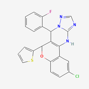 molecular formula C22H14ClFN4OS B11209612 2-Chloro-7-(2-fluorophenyl)-6-(2-thienyl)-7,12-dihydro-6H-chromeno[4,3-D][1,2,4]triazolo[1,5-A]pyrimidine 