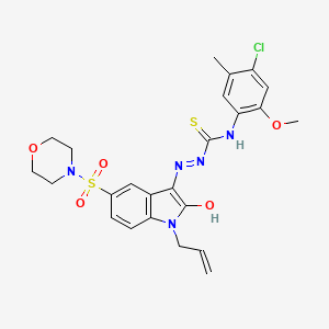 molecular formula C24H26ClN5O5S2 B11209620 N-(4-Chloro-2-methoxy-5-methylphenyl)-2-[5-(morpholine-4-sulfonyl)-2-oxo-1-(prop-2-en-1-yl)-1,2-dihydro-3H-indol-3-ylidene]hydrazine-1-carbothioamide CAS No. 6803-83-4