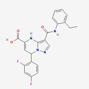 molecular formula C22H18F2N4O3 B11209641 7-(2,4-Difluorophenyl)-3-[(2-ethylphenyl)carbamoyl]-4,7-dihydropyrazolo[1,5-a]pyrimidine-5-carboxylic acid 