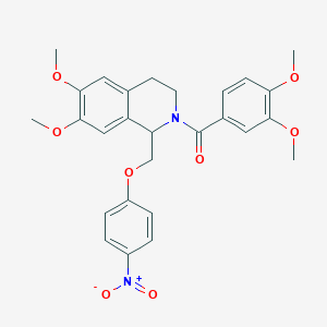 (6,7-dimethoxy-1-((4-nitrophenoxy)methyl)-3,4-dihydroisoquinolin-2(1H)-yl)(3,4-dimethoxyphenyl)methanone