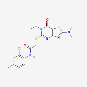 molecular formula C21H26ClN5O2S2 B11209671 N-(2-chloro-4-methylphenyl)-2-{[2-(diethylamino)-7-oxo-6-(propan-2-yl)-6,7-dihydro[1,3]thiazolo[4,5-d]pyrimidin-5-yl]sulfanyl}acetamide 