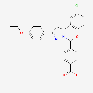 molecular formula C26H23ClN2O4 B11209694 Methyl 4-[9-chloro-2-(4-ethoxyphenyl)-1,10b-dihydropyrazolo[1,5-c][1,3]benzoxazin-5-yl]benzoate 