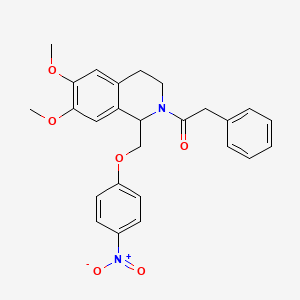 1-(6,7-dimethoxy-1-((4-nitrophenoxy)methyl)-3,4-dihydroisoquinolin-2(1H)-yl)-2-phenylethanone