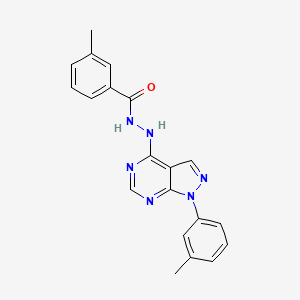 molecular formula C20H18N6O B11209711 3-methyl-N'-[1-(3-methylphenyl)-1H-pyrazolo[3,4-d]pyrimidin-4-yl]benzohydrazide 